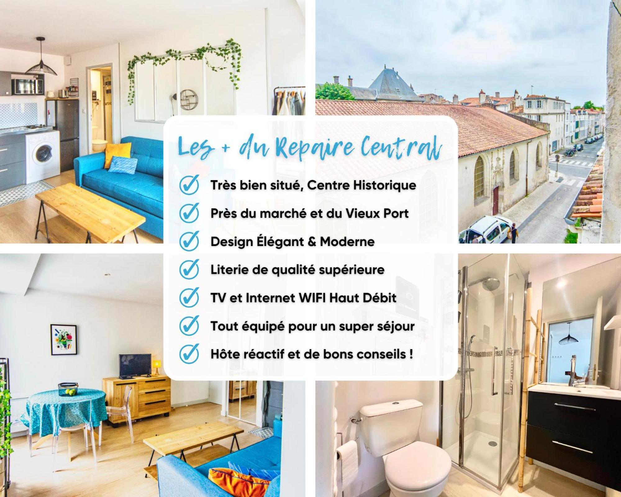 לה רושל Repaire Central - Chic & Moderne - Wifi Gratuit - Parfaitement Equipe - Centre-Ville Historique מראה חיצוני תמונה